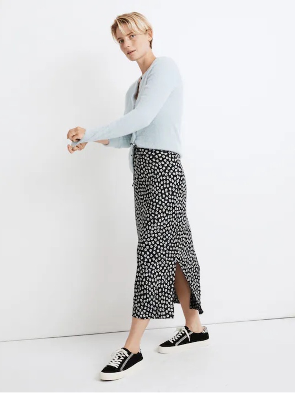 NWT Madewell Drawstring Midi Slip Skirt in Woodcut Flowers size 2